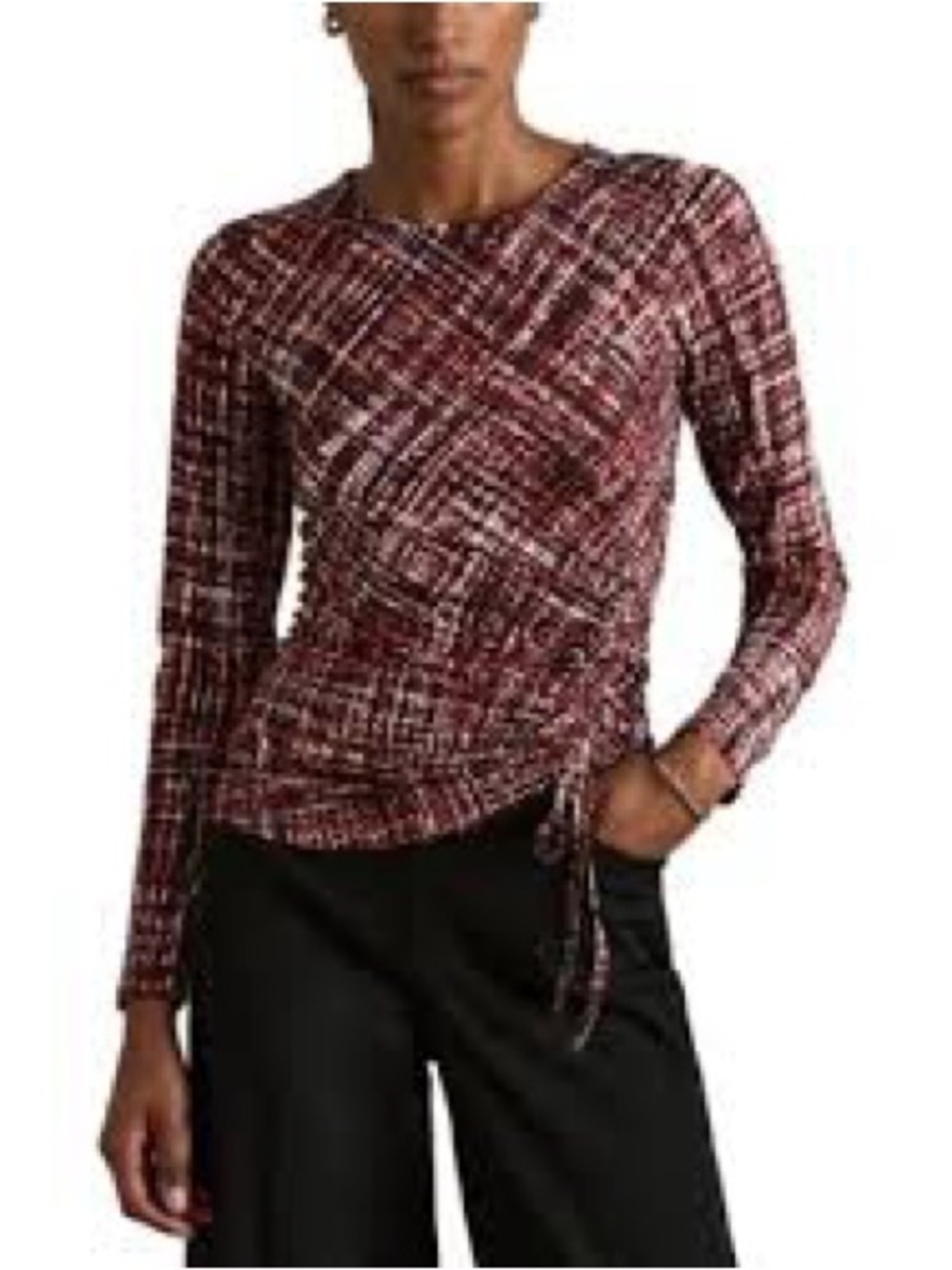 Reiss Riyo Ruched Jersey Top - Picture 2 of 8